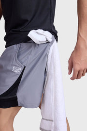 2 in 1 Mesh Shorts Foggy Grey With Black by Fuaark Nz