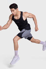 2 in 1 Mesh Shorts Foggy Grey With Black by Fuaark Nz