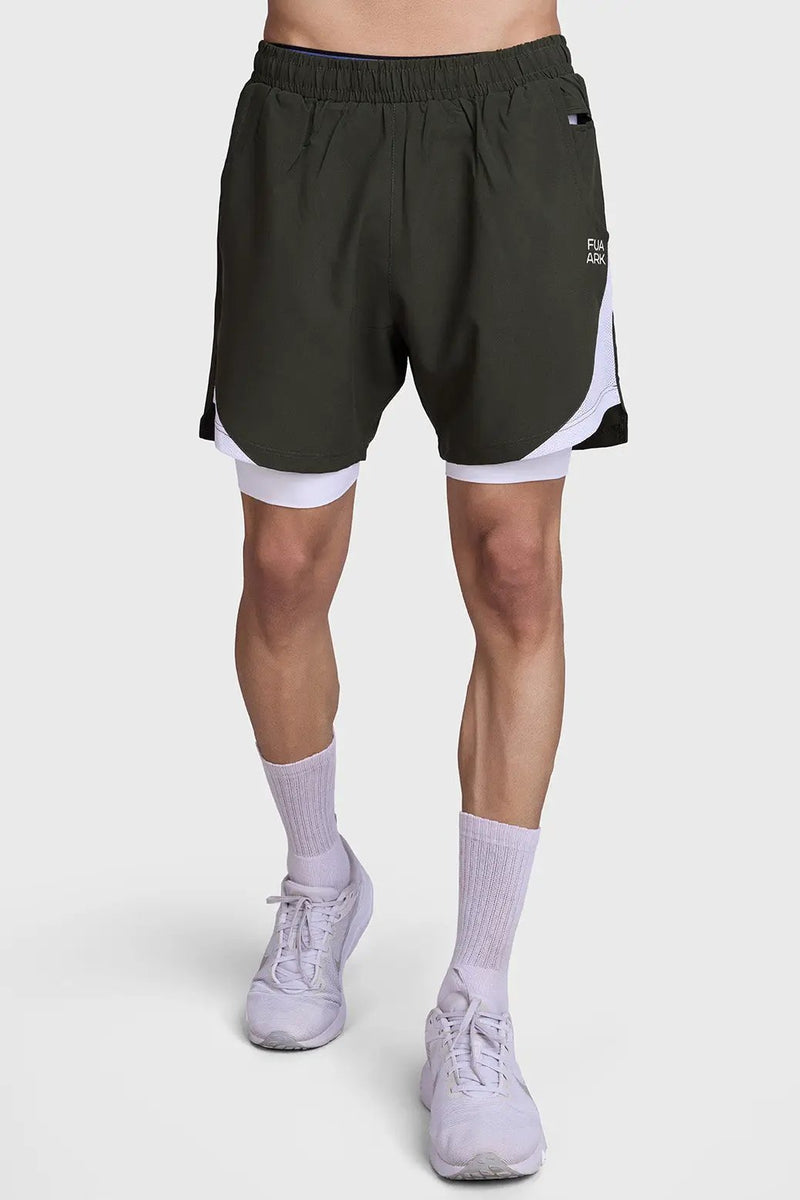 2 in 1 Mesh Shorts Olive by Fuaark Nz