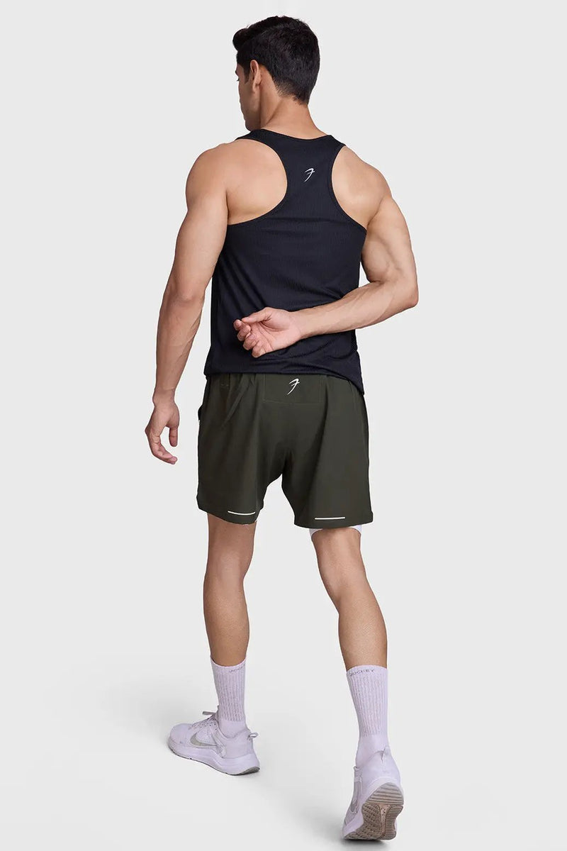 2 in 1 Mesh Shorts Olive by Fuaark Nz
