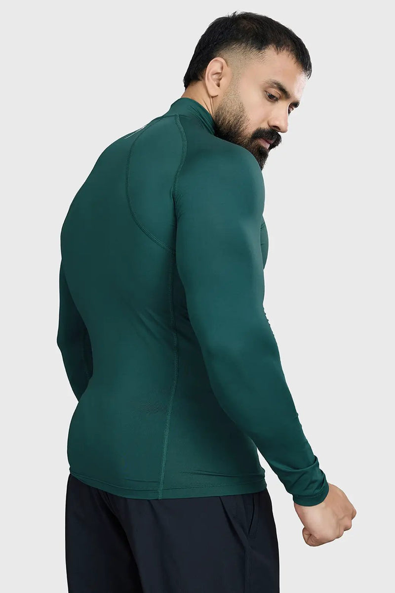 High Neck Compression Full Sleeves T-shirt Emerald by Fuaark Nz