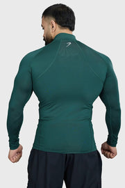 High Neck Compression Full Sleeves T-shirt Emerald by Fuaark Nz