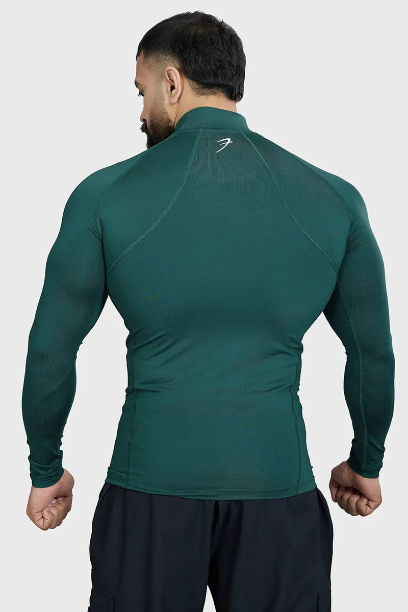 High Neck Compression Full Sleeves T-shirt Emerald by Fuaark Nz