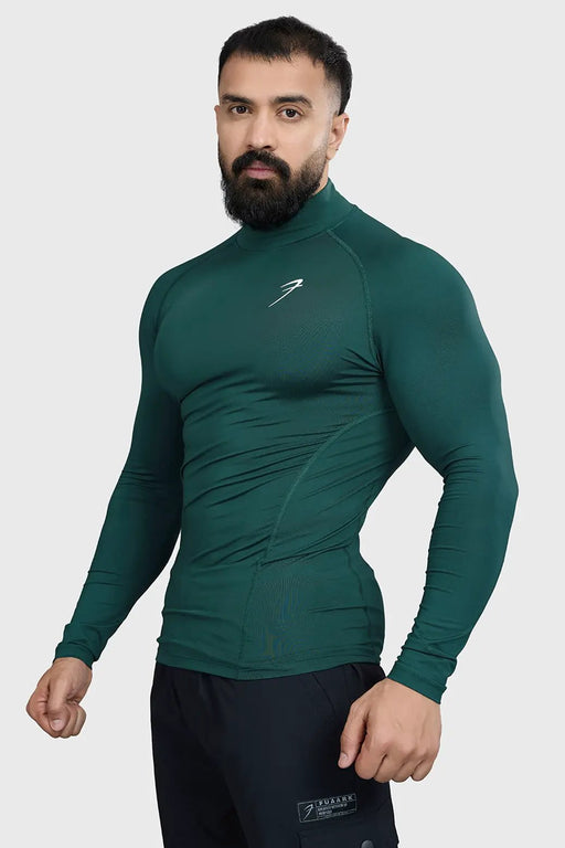 High Neck Compression Full Sleeves T-shirt Emerald by Fuaark Nz
