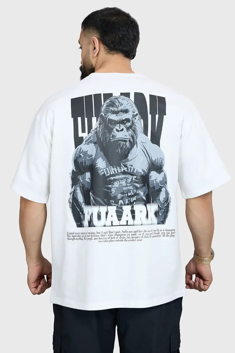 Gorilla Oversized T-shirt White by Fuaark Nz