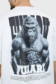 Gorilla Oversized T-shirt White by Fuaark Nz