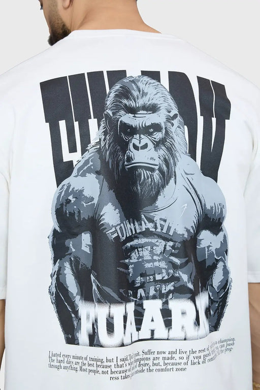 Gorilla Oversized T-shirt White by Fuaark Nz