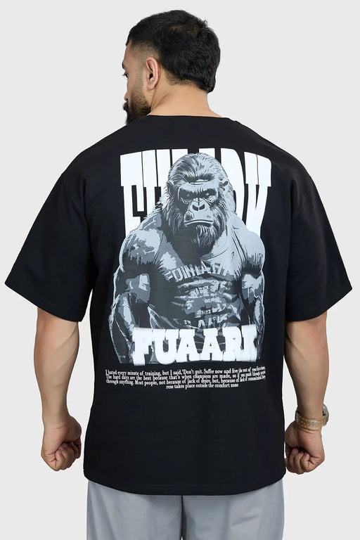 Gorilla Oversized T-shirt Black by Fuaark Nz