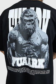 Gorilla Oversized T-shirt Black by Fuaark Nz