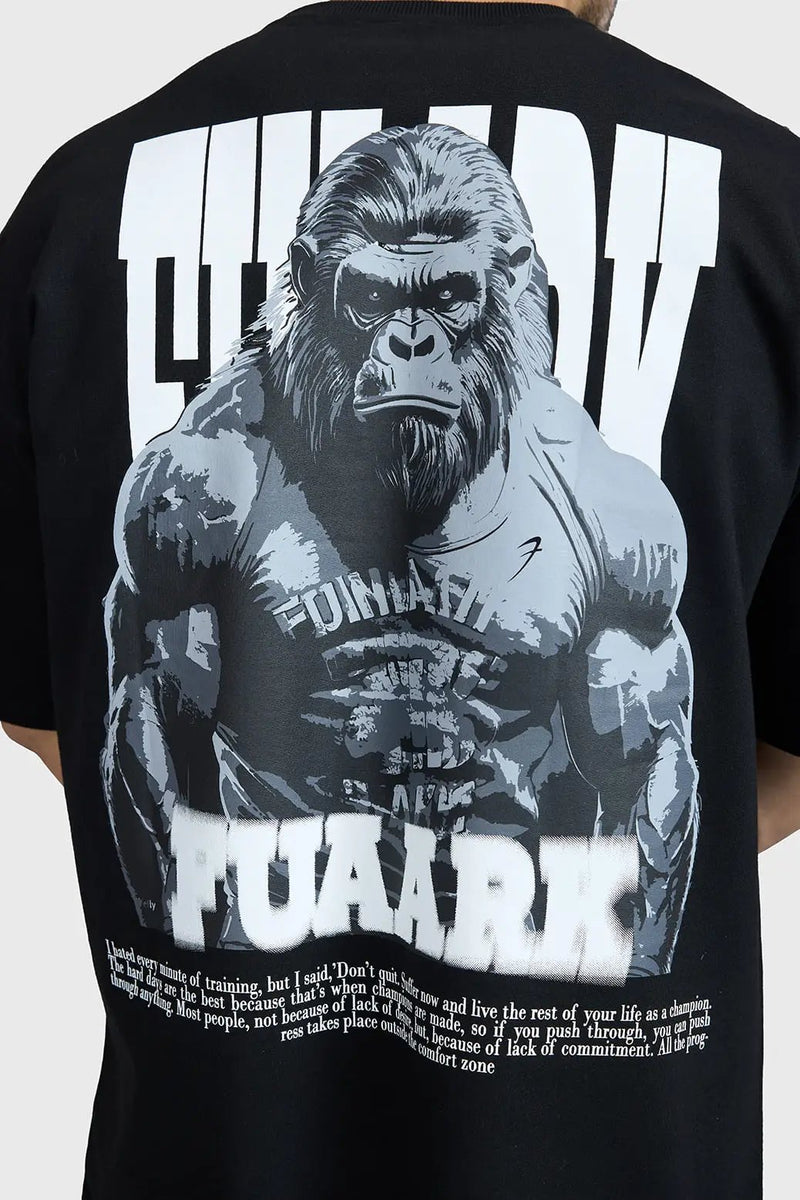 Gorilla Oversized T-shirt Black by Fuaark Nz