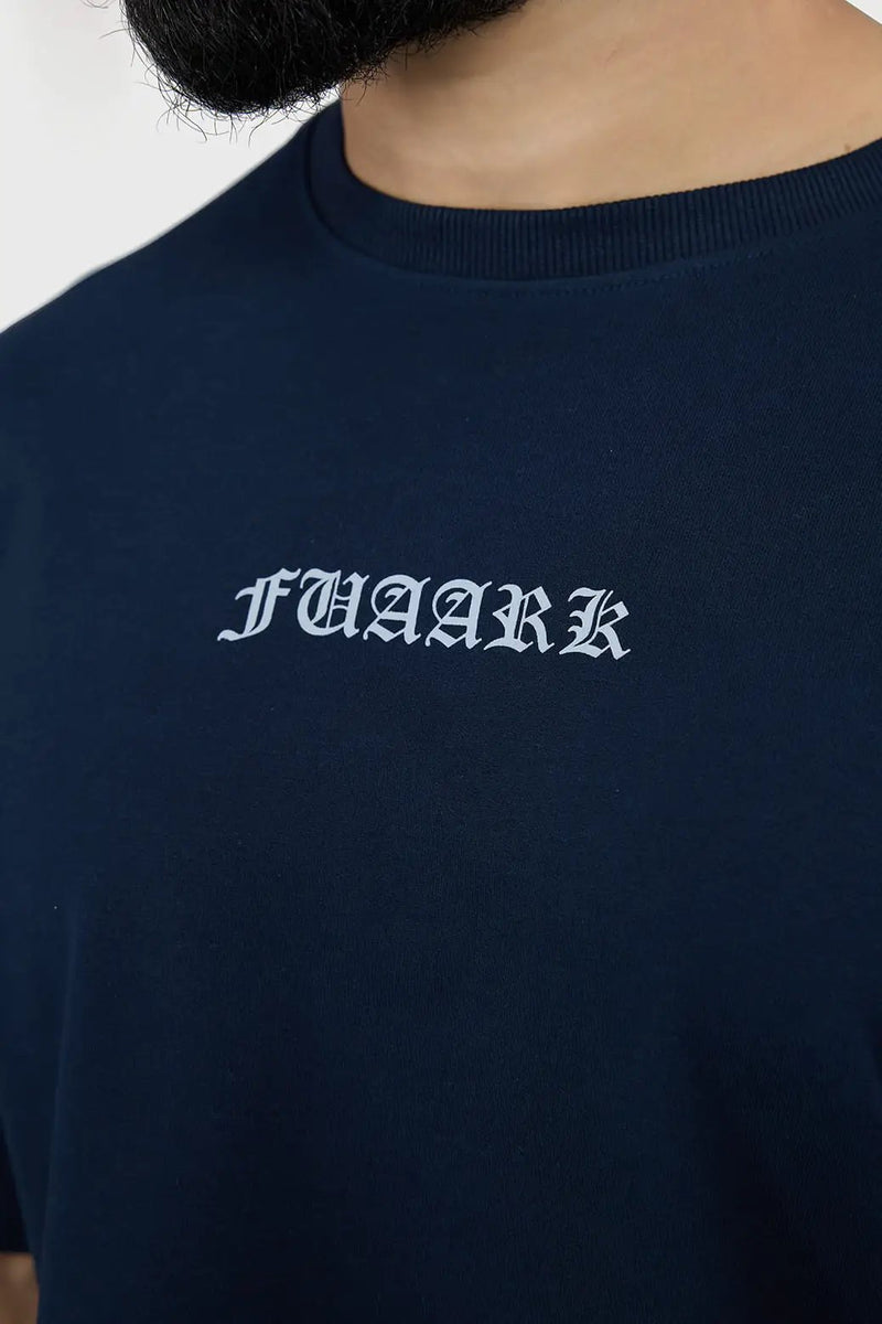 Sword Oversized T-shirt Navy by Fuaark Nz