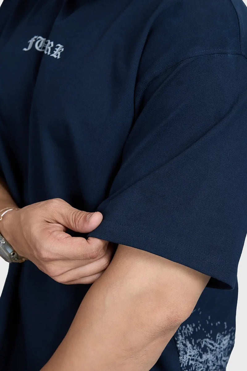Sword Oversized T-shirt Navy by Fuaark Nz