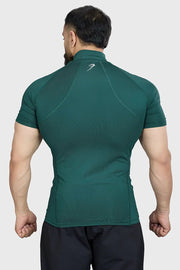 High Neck Compression T-shirt Emerald by Fuaark Nz