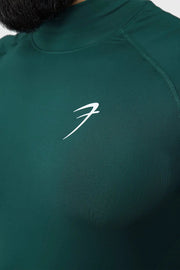 High Neck Compression T-shirt Emerald by Fuaark Nz