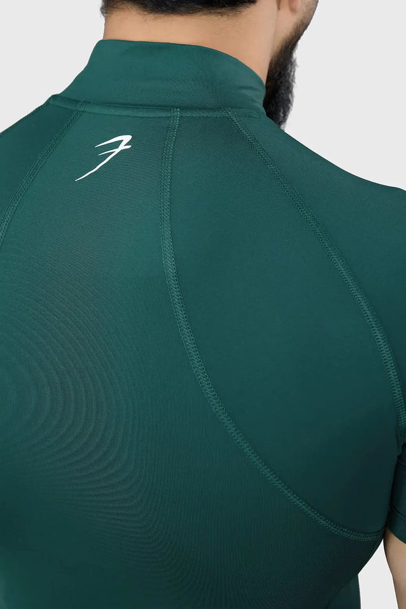 High Neck Compression T-shirt Emerald by Fuaark Nz