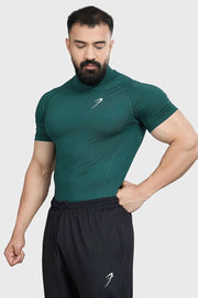 High Neck Compression T-shirt Emerald by Fuaark Nz