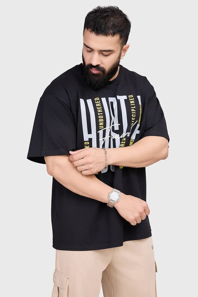 Hustle Oversized T-shirt Black by Fuaark Nz