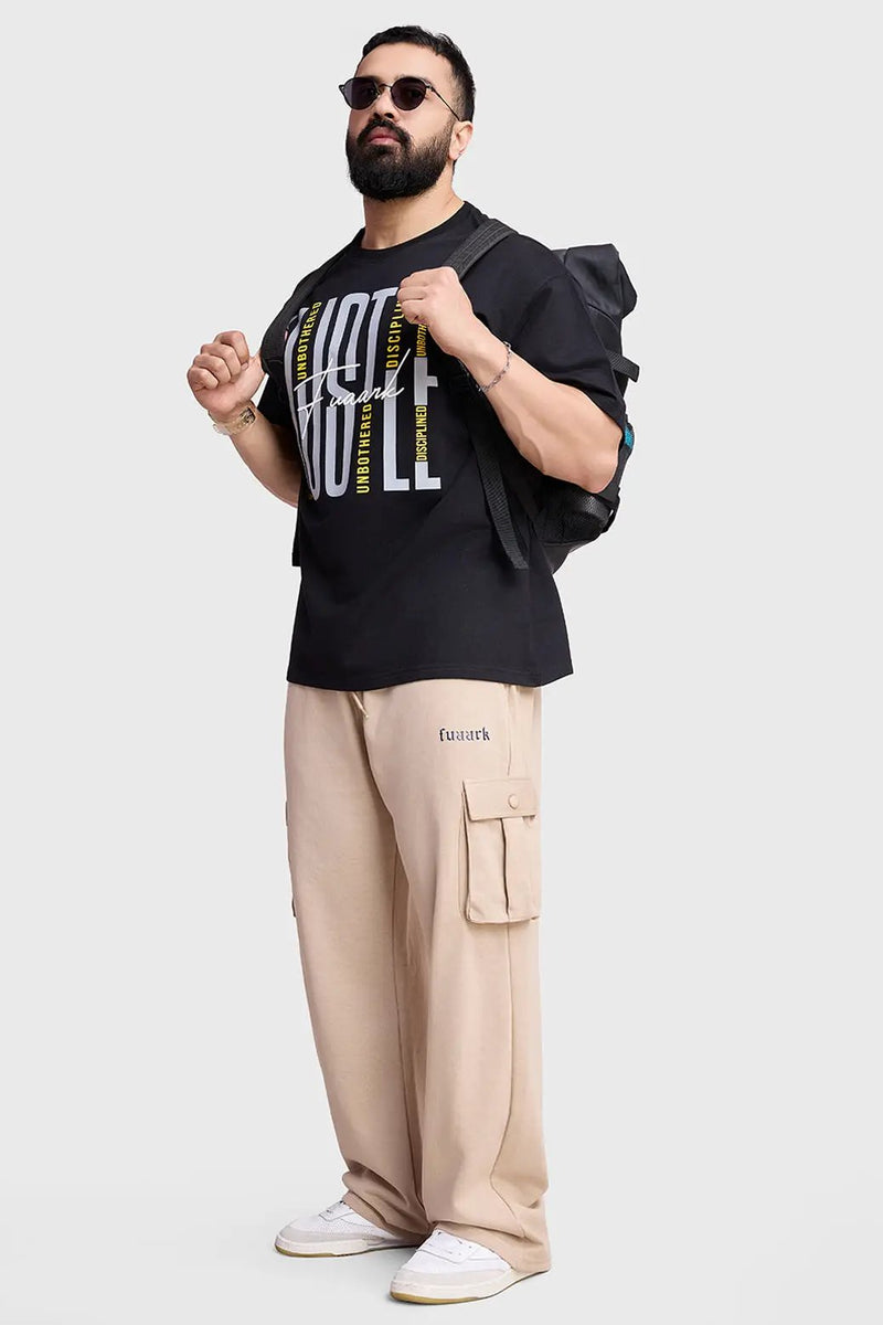 Hustle Oversized T-shirt Black by Fuaark Nz