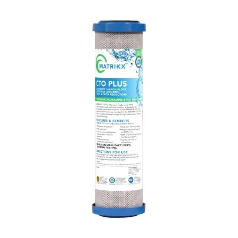 MATRIKX CTO Carbon Block Filter - 10" Standard, 5 or 1 Micron, PFAS and Chloramine Reduction NZ by Filtration Station NZ