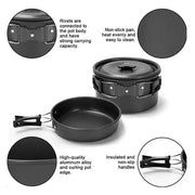 g8buynz Camping Cookware Kit Aluminum Cooking Pots Water Kettle Pans Set with Stove Kettle Camping Cookware Kit Aluminum Cooking Pots Water Kettle Pans Set with Stove Kettle