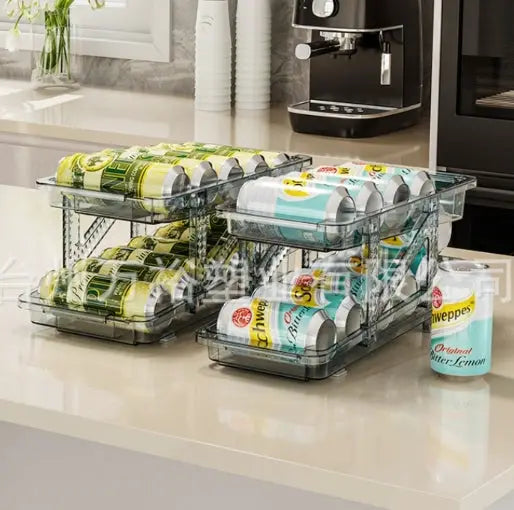 g8buynz 2 pack 2-Tier infinite Telescopic Beverage Storage Organizer Automatic Rolling 2 pack 2-Tier infinite Telescopic Beverage Storage Organizer Automatic Rolling
