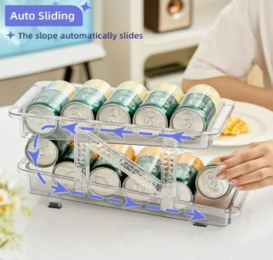 g8buynz 2 pack 2-Tier infinite Telescopic Beverage Storage Organizer Automatic Rolling 2 pack 2-Tier infinite Telescopic Beverage Storage Organizer Automatic Rolling