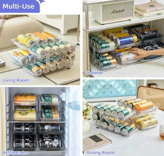g8buynz 2 pack 2-Tier infinite Telescopic Beverage Storage Organizer Automatic Rolling 2 pack 2-Tier infinite Telescopic Beverage Storage Organizer Automatic Rolling