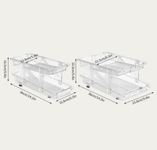 g8buynz 2 pack 2-Tier infinite Telescopic Beverage Storage Organizer Automatic Rolling 2 pack 2-Tier infinite Telescopic Beverage Storage Organizer Automatic Rolling