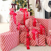 Waste Free Celebrations Fabric Gift Bags Candy Cane (Reusable Gift Bag Set) Candy Cane (Reusable Gift Bag Set)