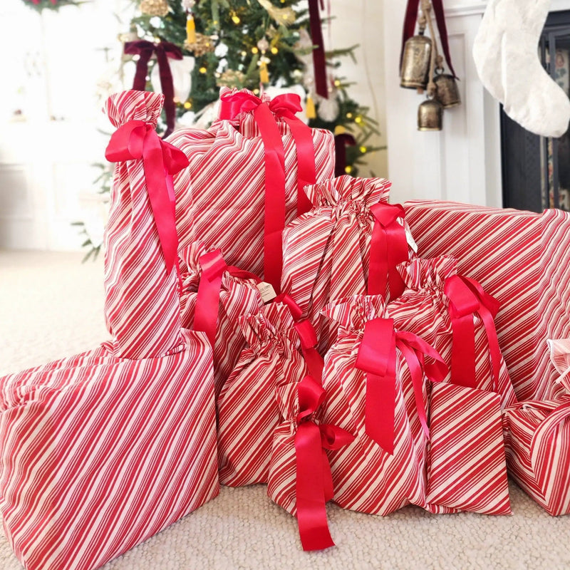 Waste Free Celebrations Fabric Gift Bags Candy Cane (Reusable Gift Bag Set) Candy Cane (Reusable Gift Bag Set)