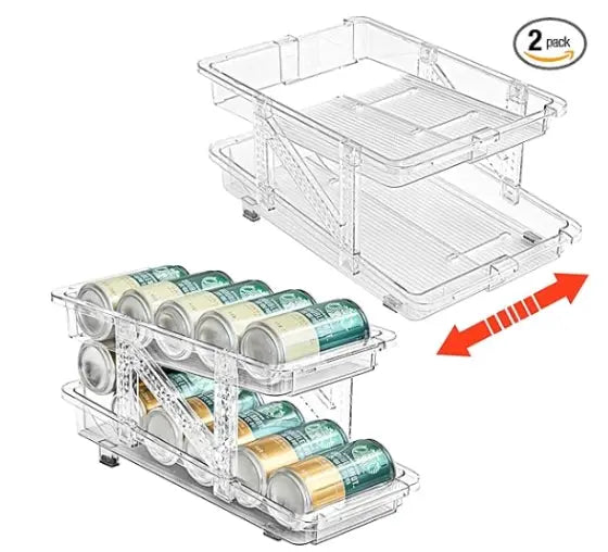 g8buynz 2 pack 2-Tier infinite Telescopic Beverage Storage Organizer Automatic Rolling 2 pack 2-Tier infinite Telescopic Beverage Storage Organizer Automatic Rolling