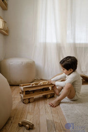 Wooden Car Transport Truck - QToys | Wooden Toy NZ by Curious Moonbeam