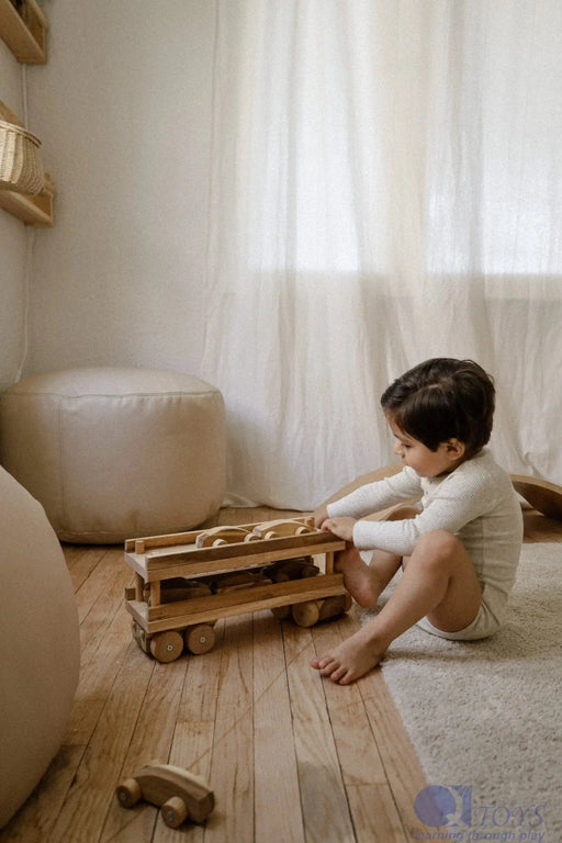 Curious Moonbeam Vehicle Play Wooden Car Transport Truck - QToys | Wooden Toy NZ Wooden Car Transport Truck - QToys | Wooden Toy NZ