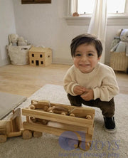 Wooden Car Transport Truck - QToys | Wooden Toy NZ by Curious Moonbeam
