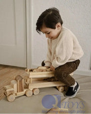 Wooden Car Transport Truck - QToys | Wooden Toy NZ by Curious Moonbeam