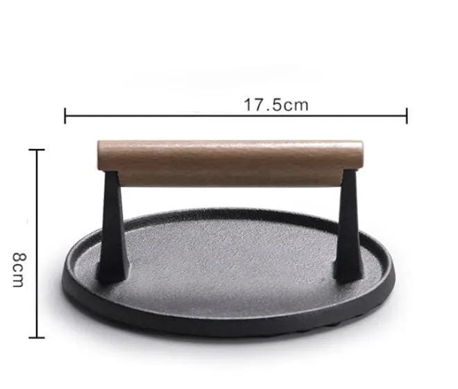 g8buynz Cast iron round striped meat press steak press Cast iron round striped meat press steak press