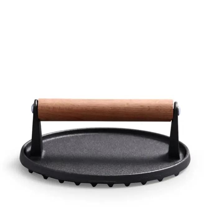 g8buynz Cast iron round striped meat press steak press Cast iron round striped meat press steak press