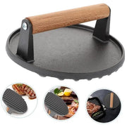 g8buynz Cast iron round striped meat press steak press Cast iron round striped meat press steak press