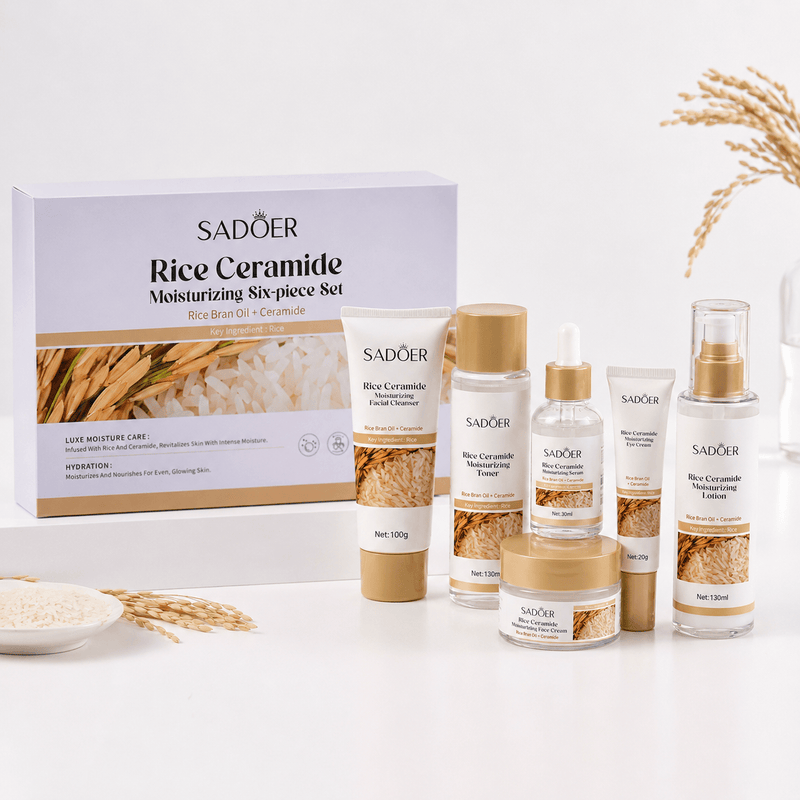 Poppy Gifts Skin Care SADOER Rice Ceramide Moisturizing Six Piece Skincare Set Kit Sadoer Rice Ceramide Moisturizing Six Piece Set
