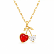 Cherry Heart Gold Crystal Necklace by Poppy Gifts