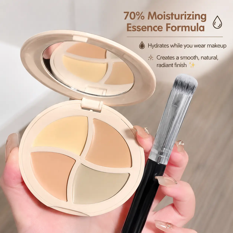 Sweet Mint 4-Colour Cream Concealer Palette with Mirror by Poppy Gifts