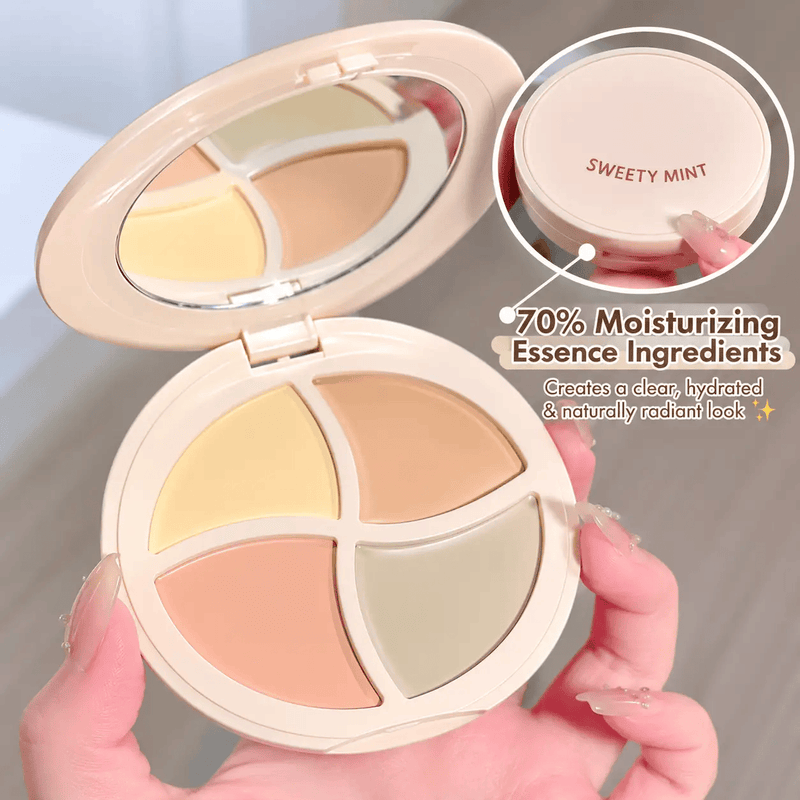 Sweet Mint 4-Colour Cream Concealer Palette with Mirror by Poppy Gifts