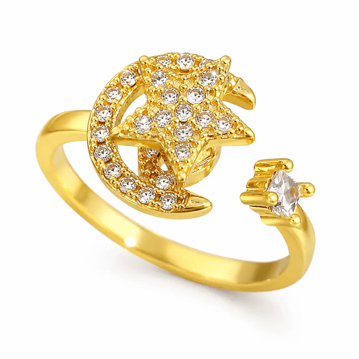 Poppy Gifts Jewellery Luna Star Gold Crystal Adjustable Ring Luna Star Gold Crystal Adjustable Ring