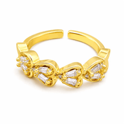 Everheart Gold Crystal Adjustable Ring by Poppy Gifts
