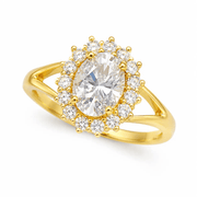 Aurora Halo Gold Crystal Adjustable Ring by Poppy Gifts