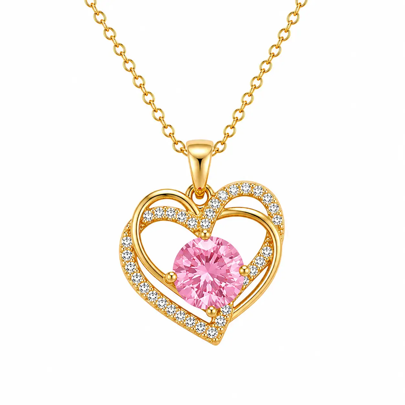 Rosabelle Heart Gold Crystal Necklace by Poppy Gifts