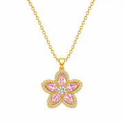 Sakura Bloom Gold Crystal Necklace by Poppy Gifts