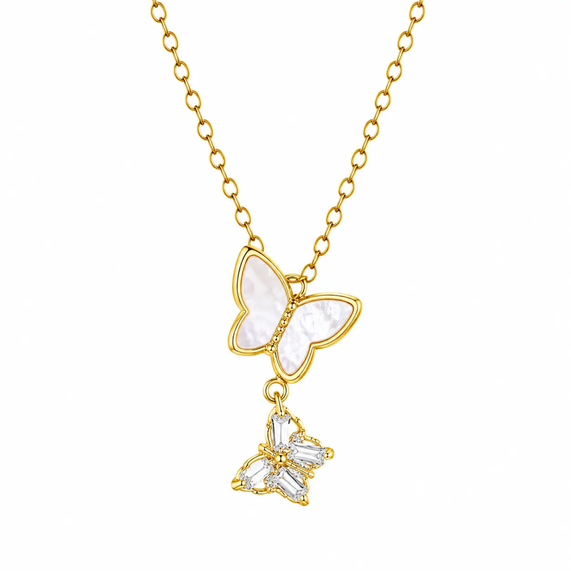 Flutter Charm Gold Butterfly Necklace by Poppy Gifts