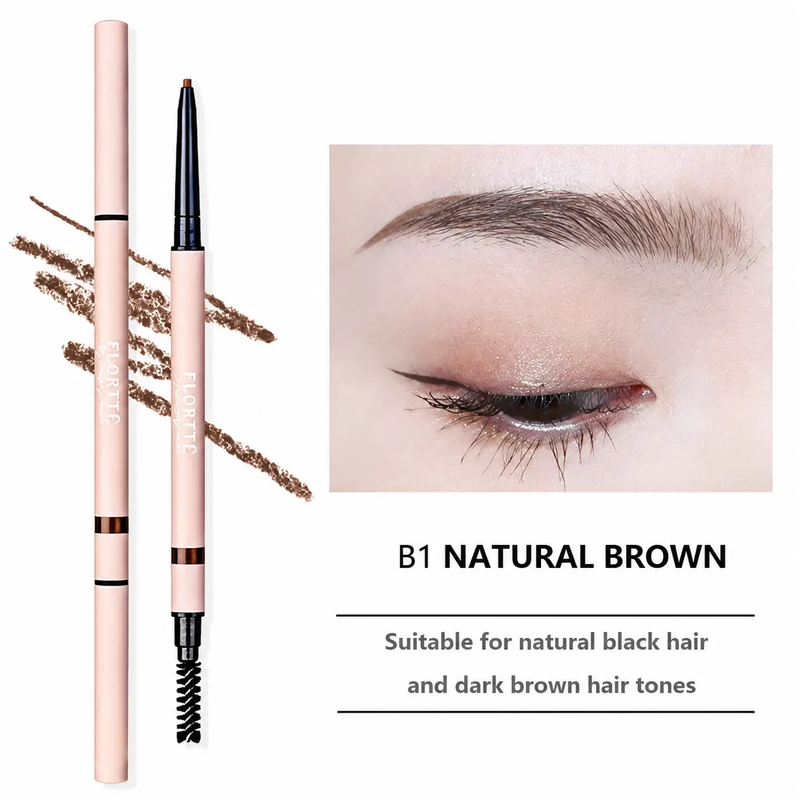 FLORTTE Rotating Double-Ended Eyebrow Pencil with Brush by Poppy Gifts