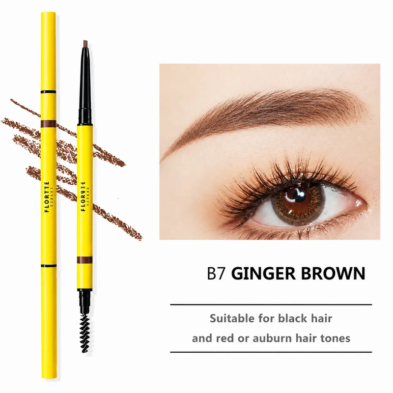 FLORTTE Rotating Double-Ended Eyebrow Pencil with Brush by Poppy Gifts